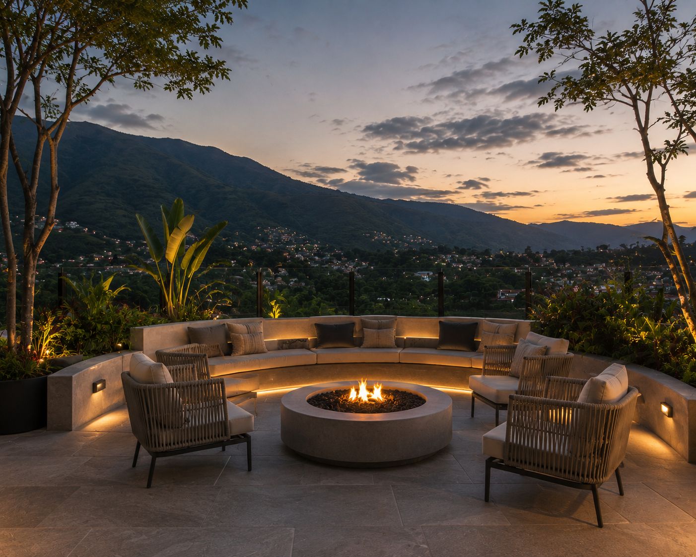 Zonas sociales con fireplace exterior